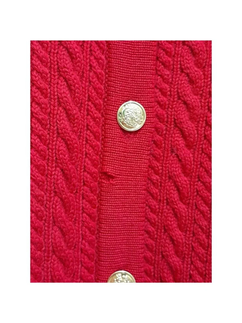Vtg Talbots Cable Knit Cardigan Merino Wool Winter Holiday Outdoor Warm Size L